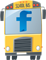 School bus illustration with Facebook label